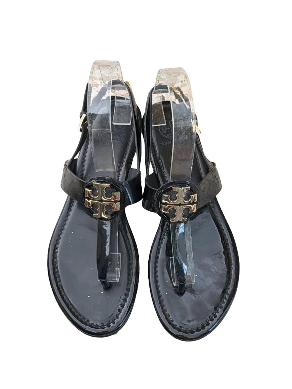 Tory Burch Claire black patent leather sandals size 7.5